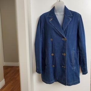 Liz Claiborne Denim Pea Jacket fits XL 40 bust